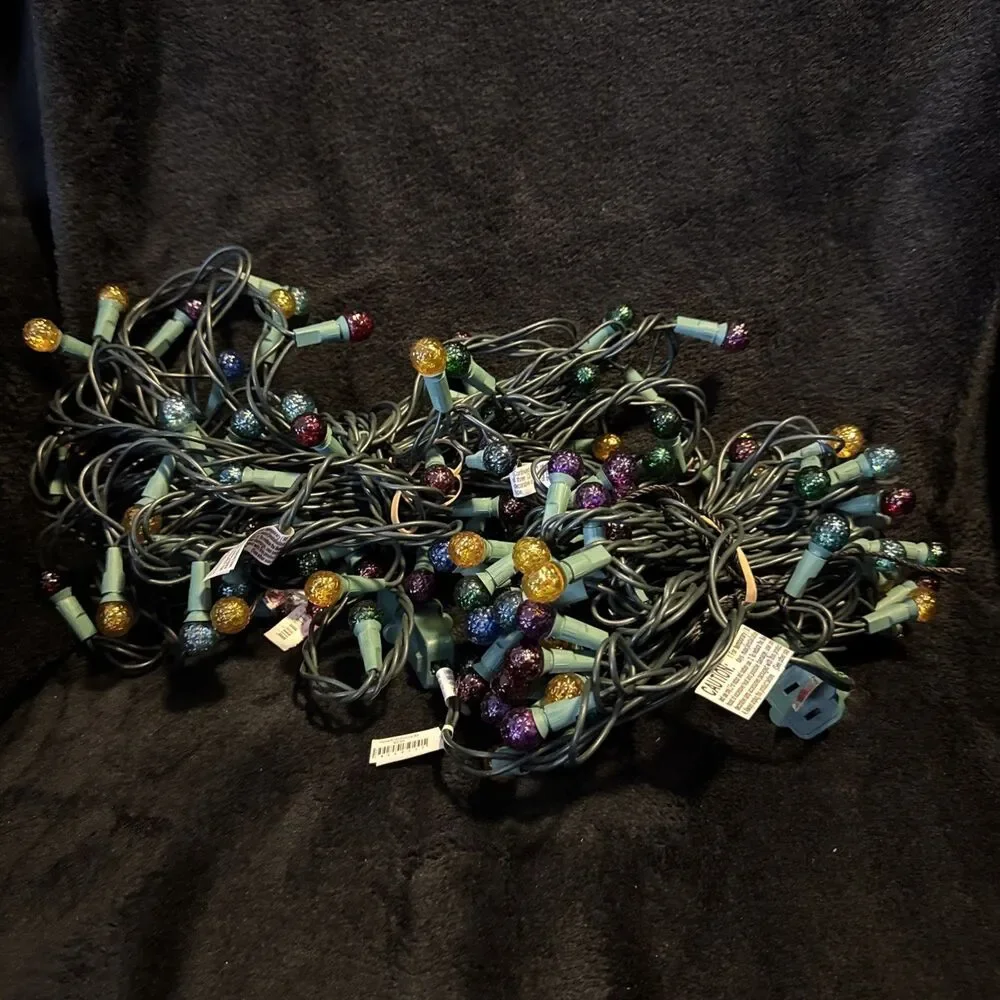 Vintage 90s Gumdrop Holiday Christmas Multicolor String Lights Round Bulbs